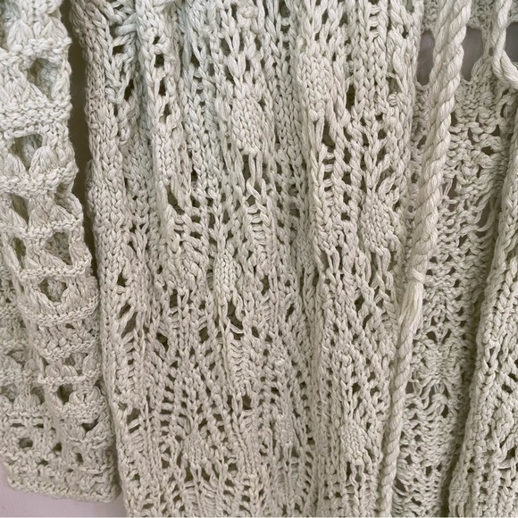 Free People New Size S Sweet Talker Boho Long Crochet Knit Cardigan Honeydew - Picture 11 of 16